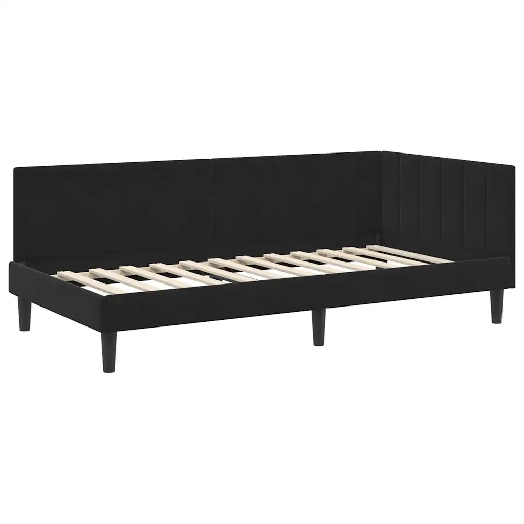 Struttura Letto Angolare con Materasso 2 pz-Giroletto con materasso Nero Velluto 685405