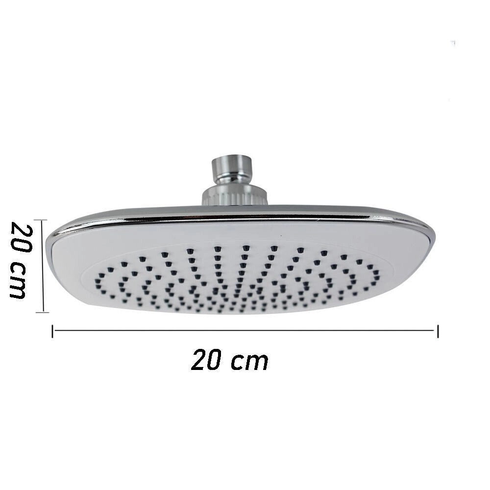 Trade Shop - Soffione Doccia Bagno Quadrato 20x20cm Abs Effetto Pioggia 52213 Filtro Anticalcare -