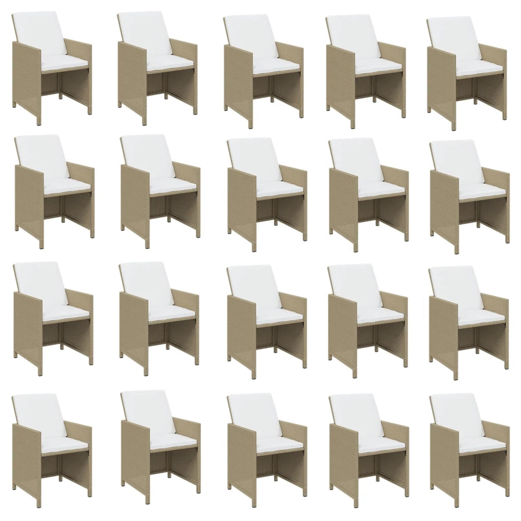 Set da Pranzo per Giardino 21pz con Cuscini in Polyrattan Beige 3095678