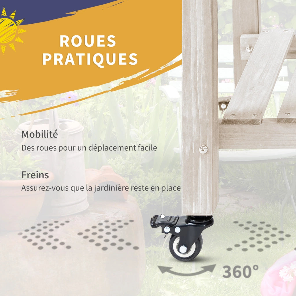Fioriera da Giardino con Ruote ¨C zephmum ¨C Grigio, Polipropilene, 50x30x40 cm