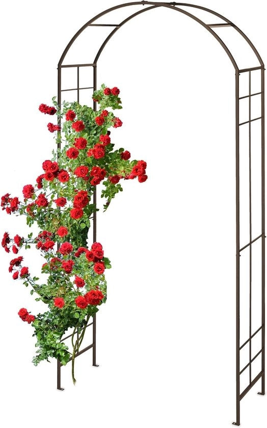 Bozza per giardino a forma di arco metallico per rose e piante rampicanti 224 x 110 x 41 cm sostegno per piante a forma di arco bronzato