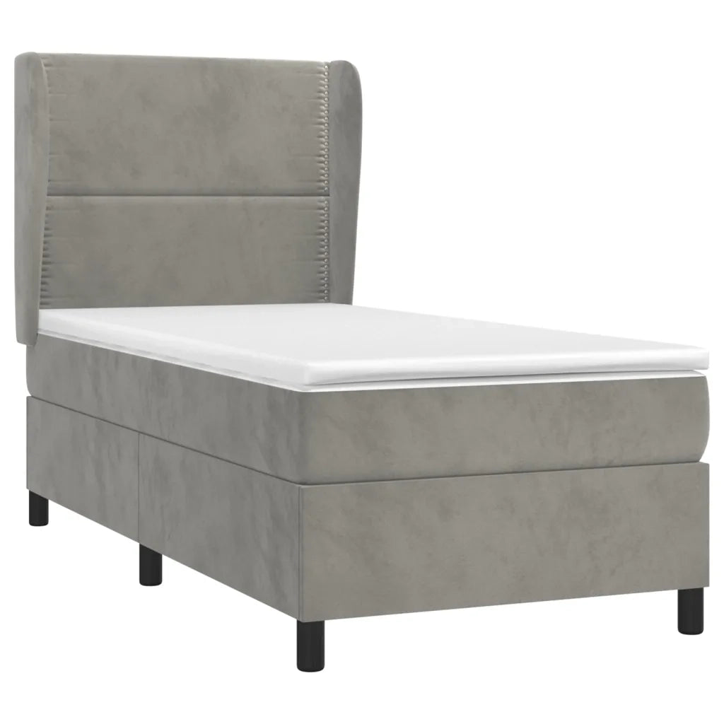 Giroletto a Molle con Materasso Grigio Chiaro 100x200cm Velluto 3129135