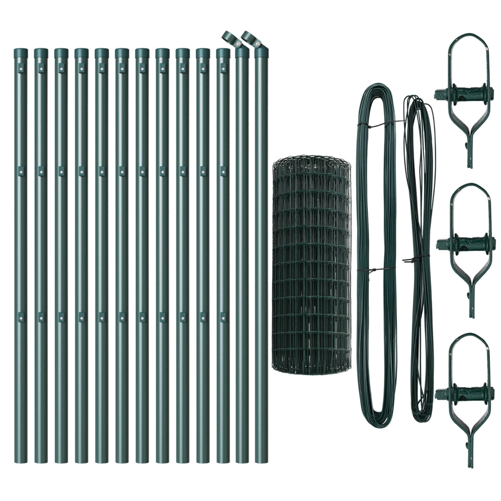 Euro Fence con 13 Post 0.8x25 m Acciaio Zincato Verde