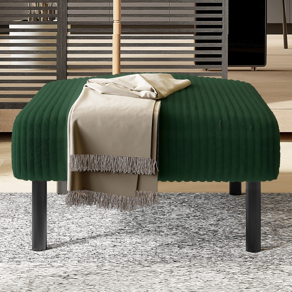 Poggiapiedi con Seduta Imbottita; Sgabello Versatile per Soggiorno e Camera; in Velluto a Coste; Smeraldo 56 × 51 × 39 cm