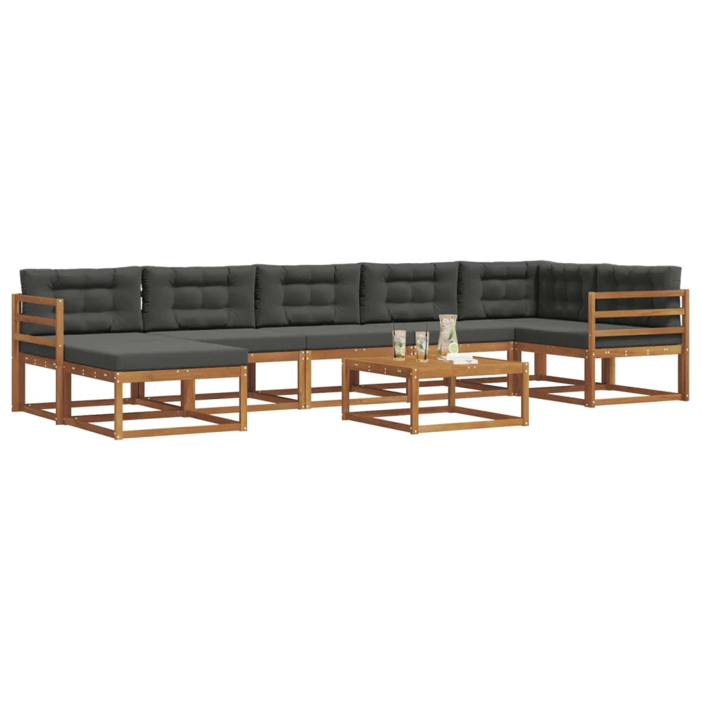 Set di divani da esterno con cuscino 8 pcs Naturale e Antracite 3367915