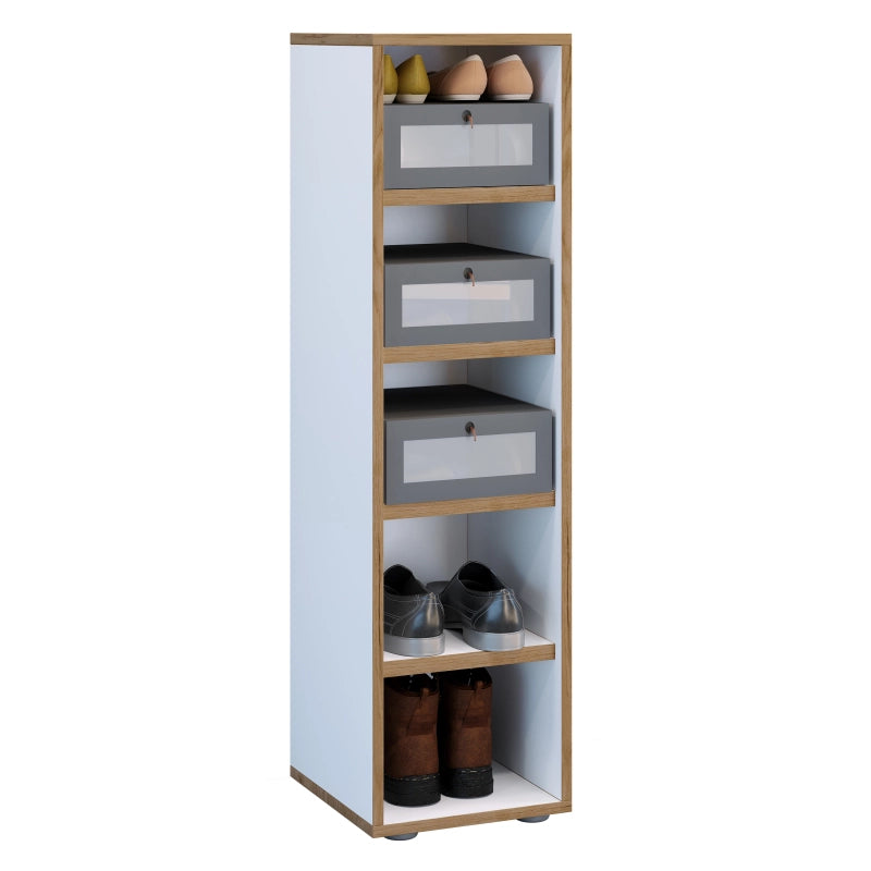 Super Scarpiera Legno H110 L30 P33 cm Armadio Porta Scarpe Salvaspazio con Ripiani Regolabili Colore Bianco