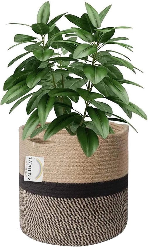 Sacchetto per piante - decorativo e pratico - 1 pezzo - cotone e juta - 7 pollici