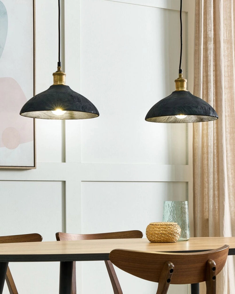 Lampada a sospensione Nero Paralume in legno naturale Plafoniera Stile Boho Accessori per la casa Fatti a mano