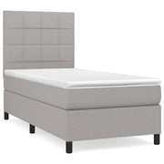 Letto singolo | Letto per adulti | Giroletto a Molle con Materasso Grigio Chiaro 80x200 cm Tessuto