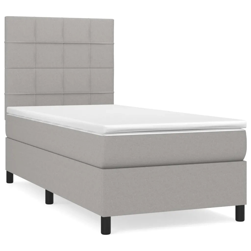 Letto singolo | Letto per adulti | Giroletto a Molle con Materasso Grigio Chiaro 80x200 cm Tessuto