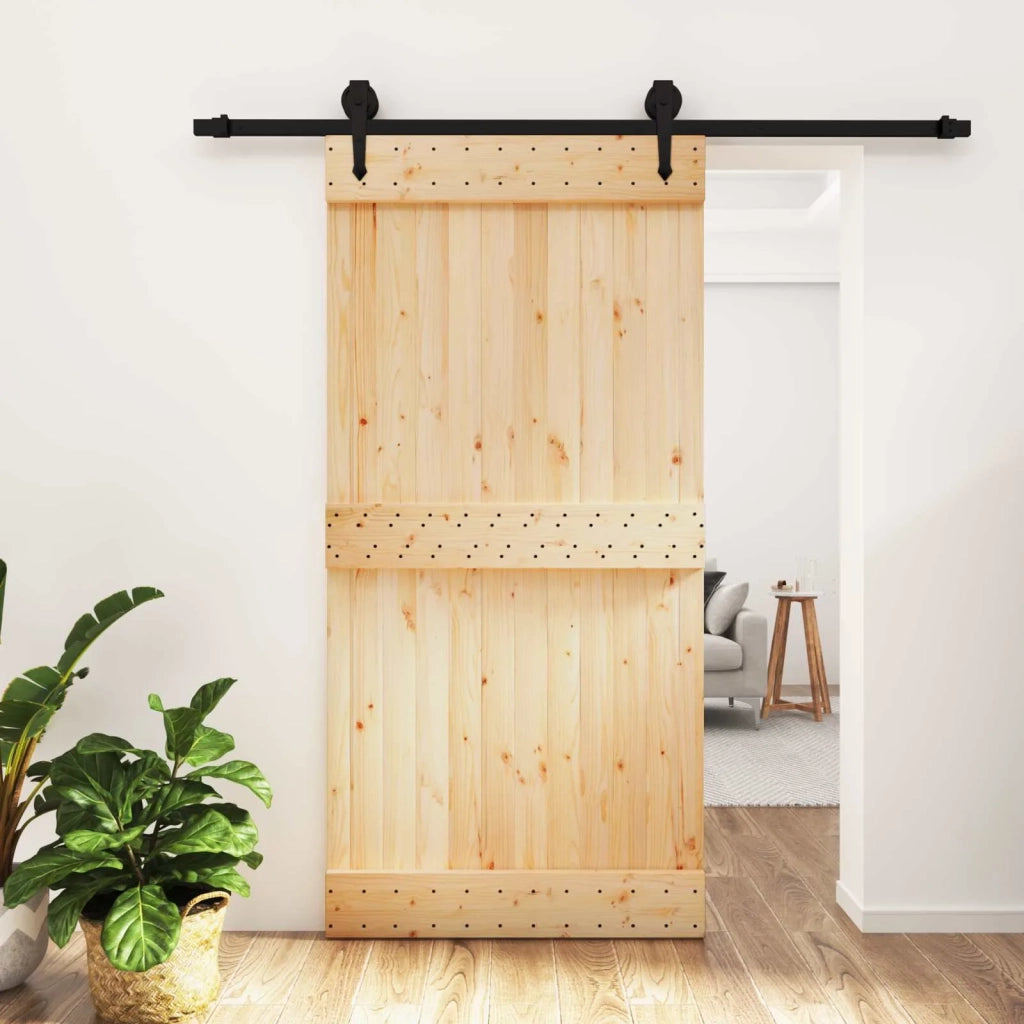 Porta scorrevole Naturale e Nero 100 x 210 cm 3445157