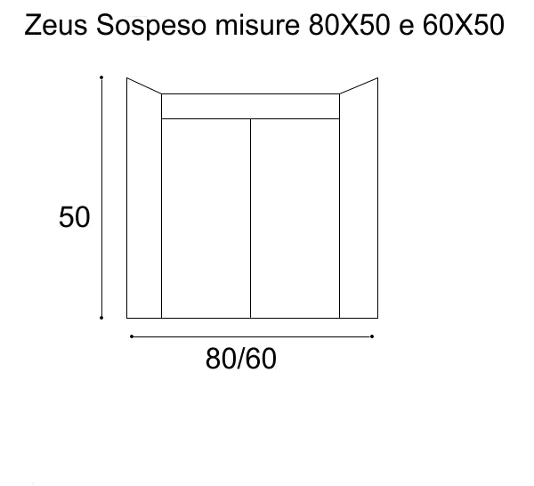 Mobile Lavatoio Sospeso Vasca Zeus in MineralMarmo Apertura a Cassettone 60x48x50 cm Olmo Scuro