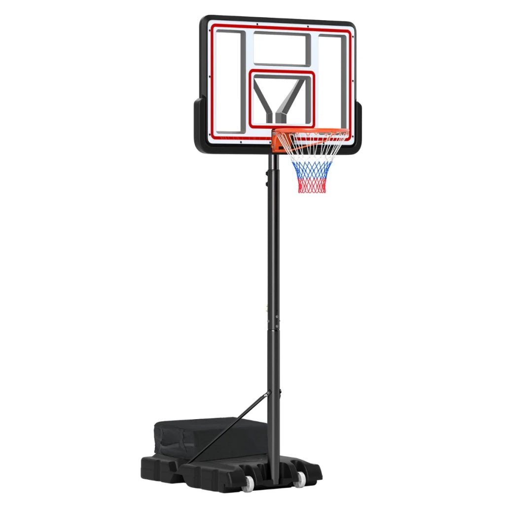Canestro da basket mobile altezza regolabile 225-305 cm con ruote schienale 112 cm metallo nero 20_0012958