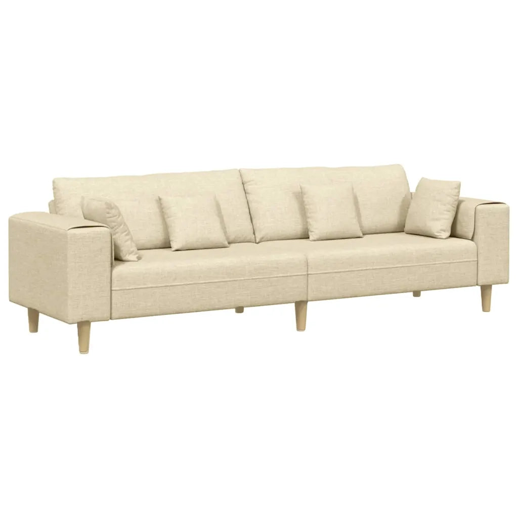 Divano in tessuto con cuscino Crema 208 cm Tessuto