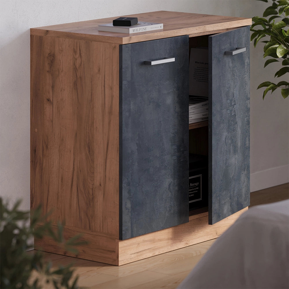 Mobile per mansarda Rion Calce nera/Rovere dorato 80 x 83.8 cm senza inclinazione con 2 ante Vicco