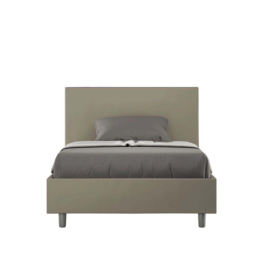 Letto una piazza e mezza senza rete imbottito 120x200 similpelle cappuccino Adele