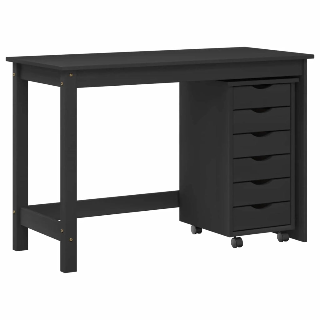 Set scrivania e mobiletto su ruote MOSS 2 pz Nero 3438788