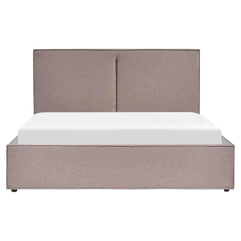 Letto king size 160 x 200 cm Grigio Tortora Rivestimento in tessuto Ottomana di contenitore Telaio a doghe Camera da letto moderna contemporanea
