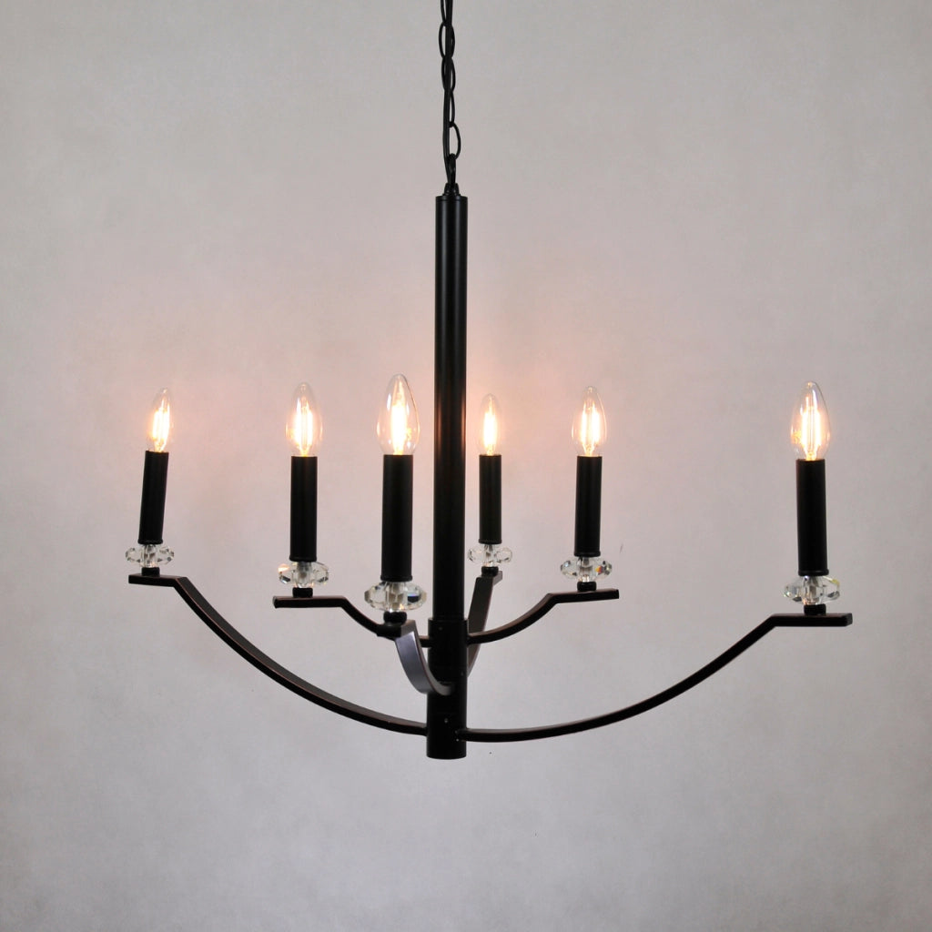 Lampadario HIMS industriale nero 6 luci E14 metallo Polux