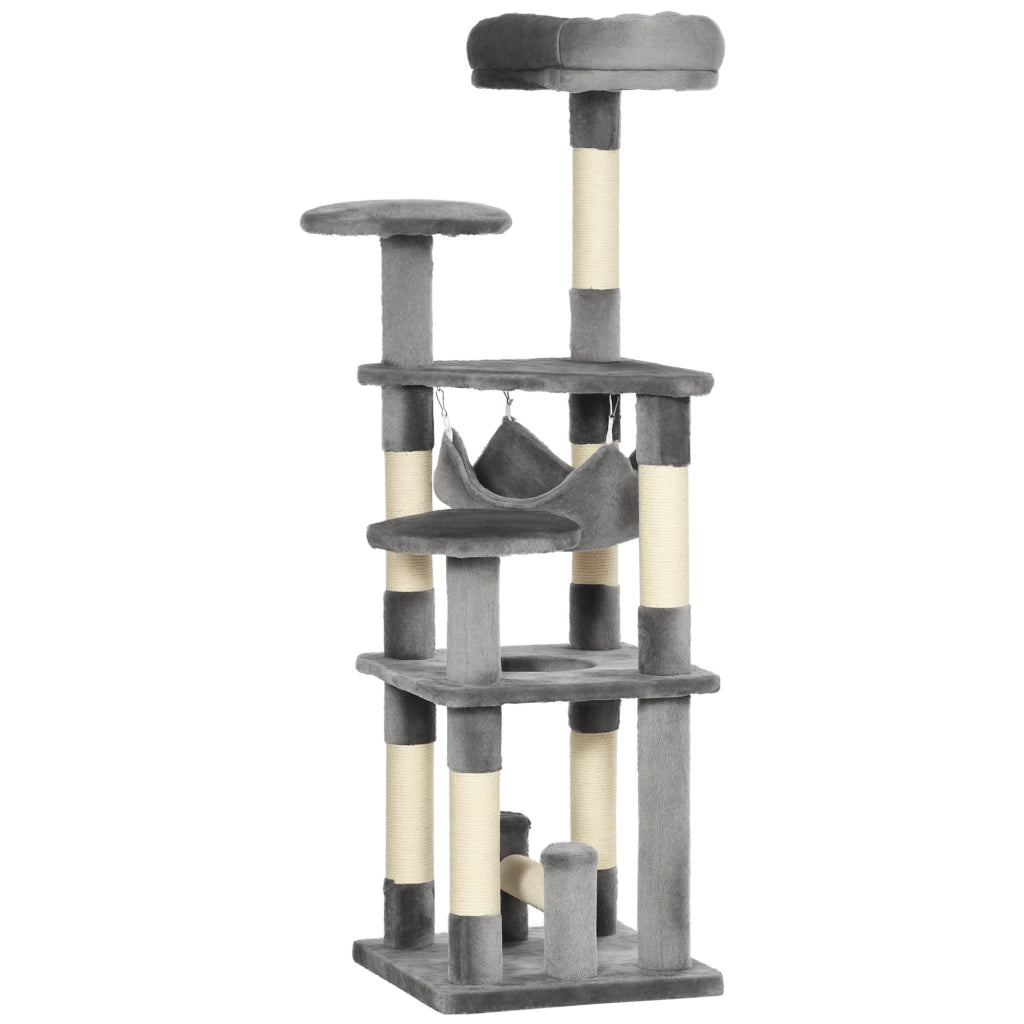 Albero per Gatti con Amaca ¨C Zephmum ¨C Grigio 40x40x132 cm