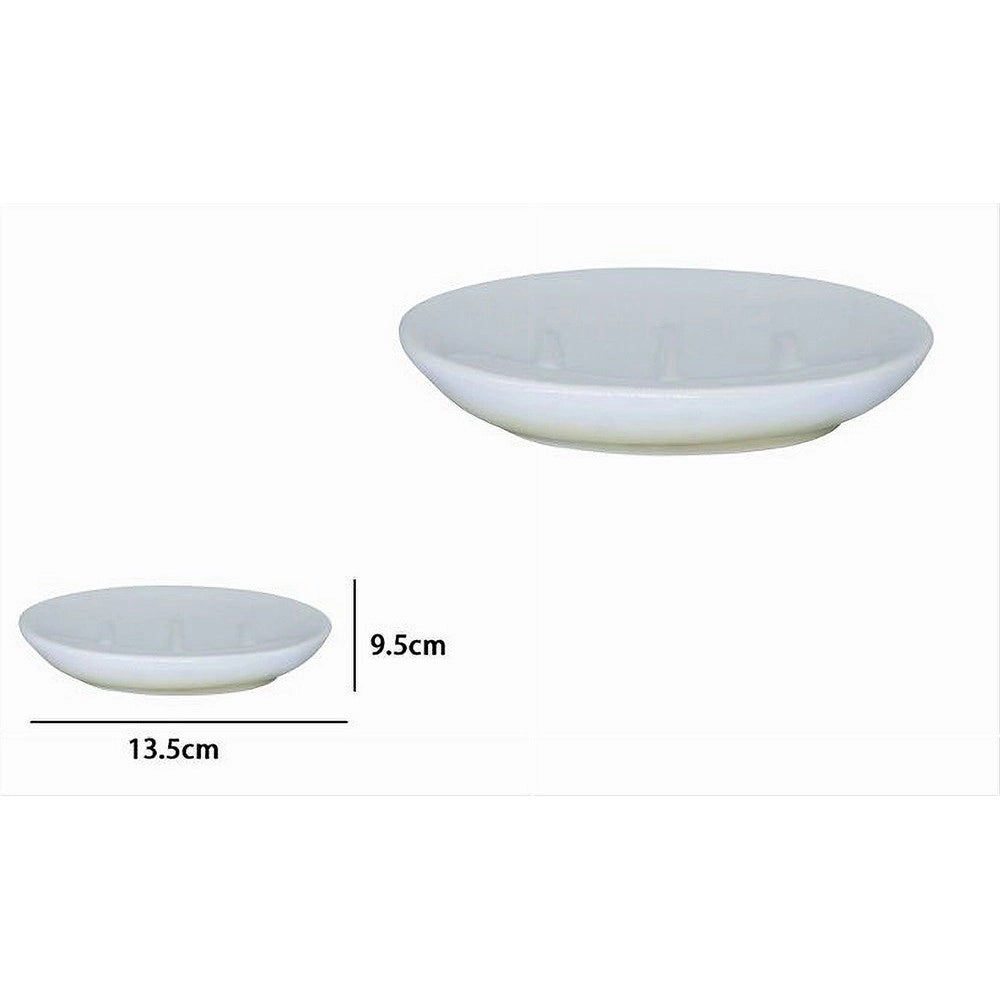 Trade Shop - Piatto Piattino Porta Sapone Saponetta Bagno Ceramica Bianco Giallo Arredo 59904 -