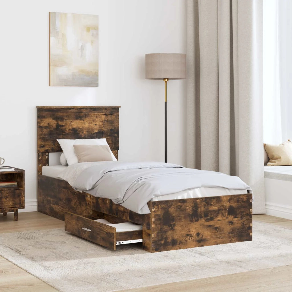 Struttura del letto Rovere Affumicato e Argento 75 x 190 cm 3410962