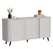 Credenza Loreo, Madia da salotto con tre ante battenti e vani interni, Rialzata da terra, 151x42 h70 cm, Beige