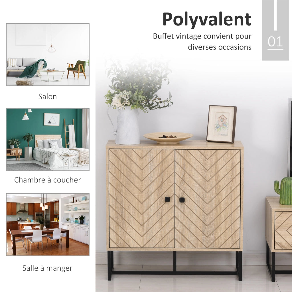 Credenza con 2 ante in legno e piedi in metallo nero ¨C zephmum ¨C 80x29.5x80 cm