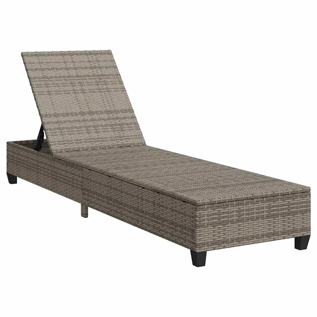 Lettino Prendisole con Cuscini Grigio 55x200x25,5cm Polyrattan 4104099