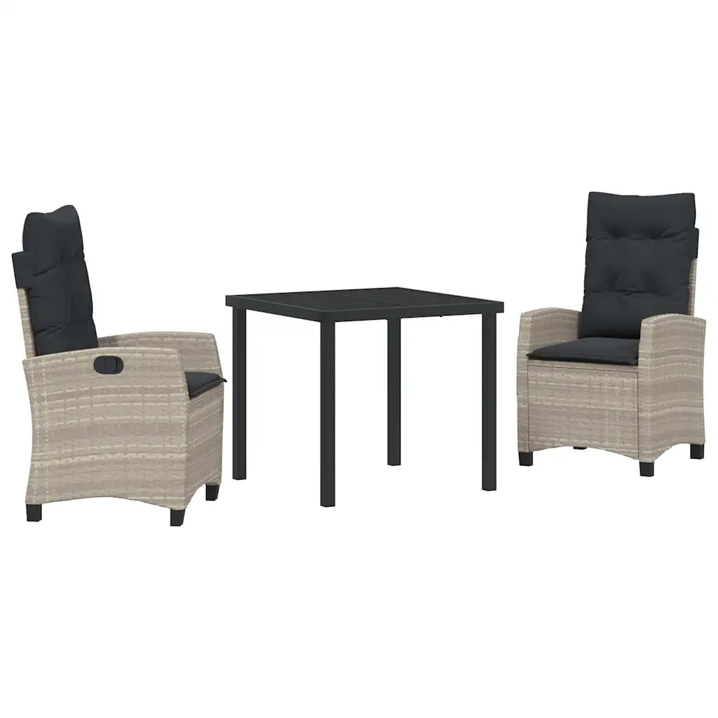 Set da Pranzo per Giardino 3 pcs Grigio chiaro polyrattan 3380407