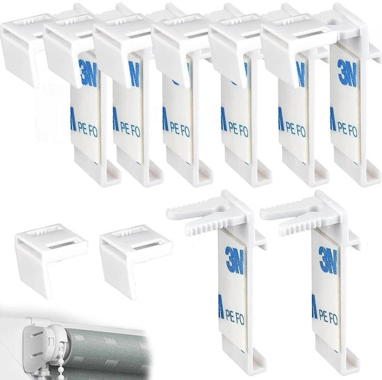 Kit di fissaggio per tende a rotaia da 16 pezzi - set di riparazione sostitutiva - senza foratura - materiale PVC - duraturo - resistenza alla abrasione - beugoli per tende