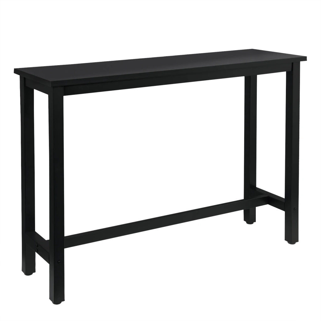 Tavolo da pranzo alto con piano ampio e struttura in metallo; per cucina e bar; in MDF e metallo nero; 140×100×40 cm