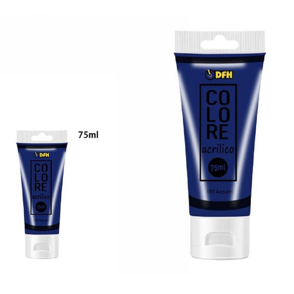 Trade Shop - Set 6 Pezzi Pittura Acrilica Vernice Confezione Colore Azzurro Tubo 75ml 07495 -
