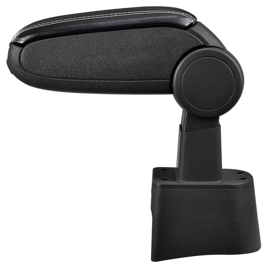Bracciolo centrale per Seat Ibiza tipo 6L con scomparto imbottito in similpelle nera con cuciture bianche 03_0000658