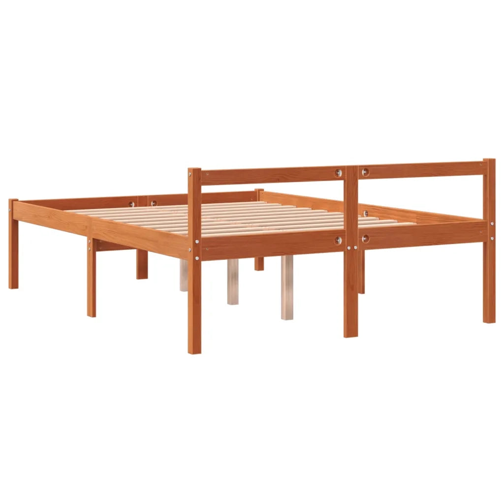 Letto per Anziani Marrone Cera 140x200cm Legno Massello di Pino 844158