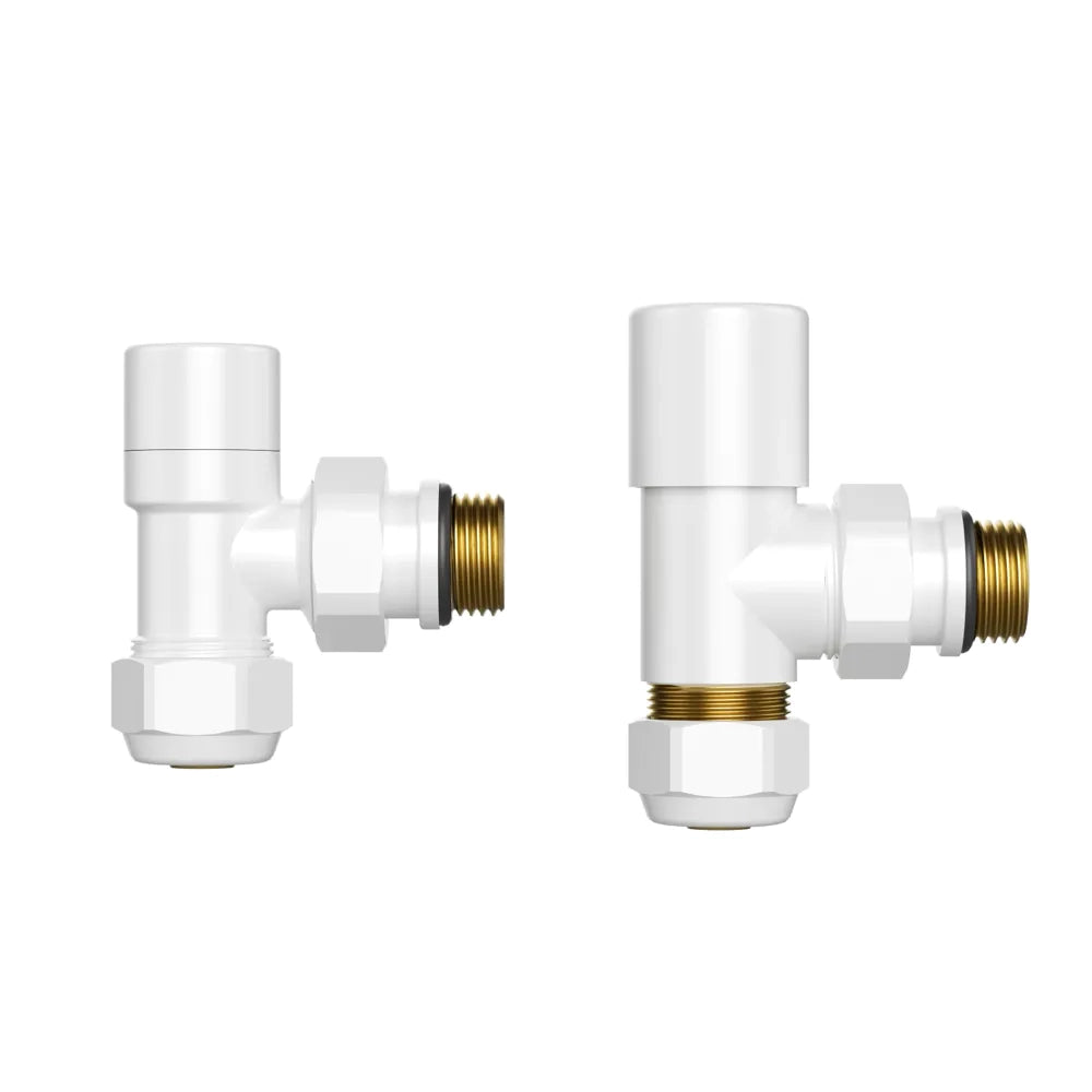 Coppia valvole ad angolo in ottone 16mm 1/2" bianco lucido