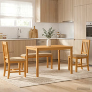 Set da pranzo 4 pz Beige Legno di Quercia Massello 3430294