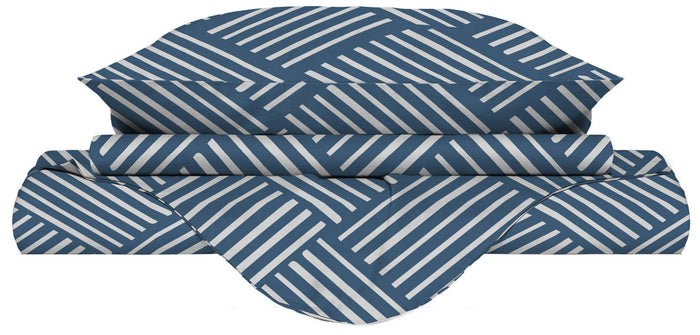 Copripiumino Singolo con Federe Stampato in Microfibra City Life Blue