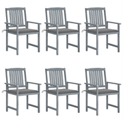 Sedie da Giardino con Cuscini 6 pz in Massello di Acacia Grigie cod mxl 76243