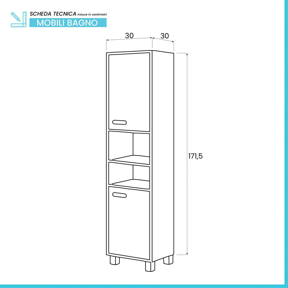Colonna multiuso 172 cm bianco con due ante e due vani giorno Fast