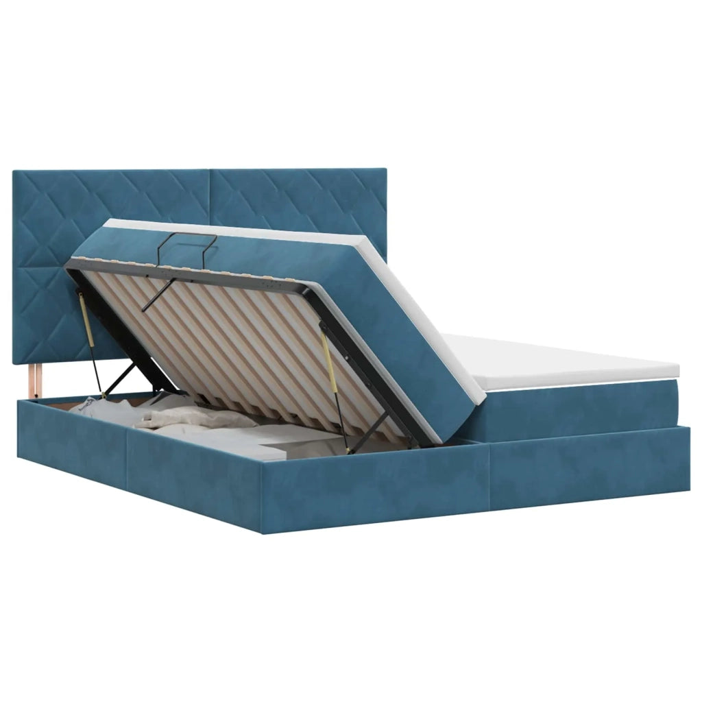 Letto con Contenitore Blu Scuro 200 x 200 cm Velluto 3459847