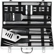 Set di accessori barbecue in acciaio inossidabile con mattonelle per griglia - Set di accessori barbecue premium per uomo e donna - Set di accessori barbecue - Ideale regalo per il giorno del padre, il compleanno, Natale