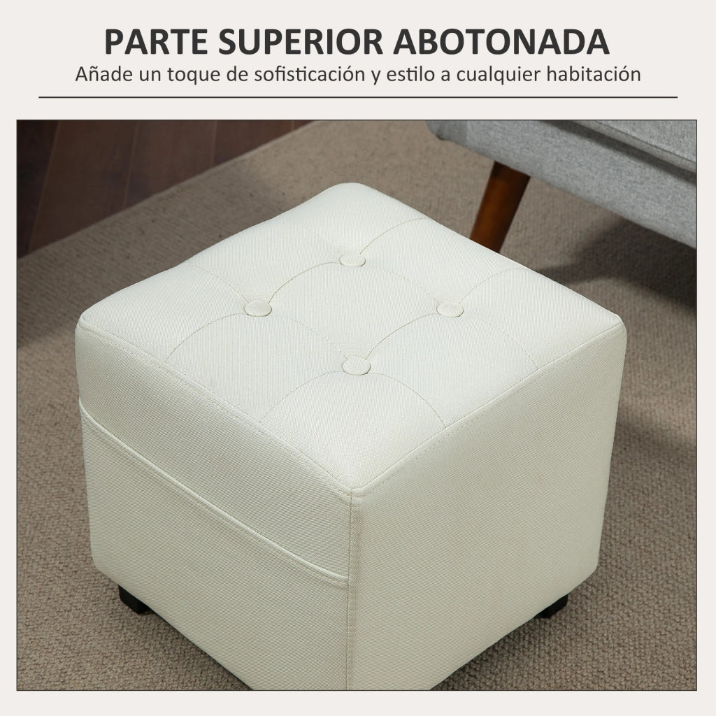 Pouf con Tasca Laterale e Coperchio Imbottito ¨C zephmum ¨C Crema