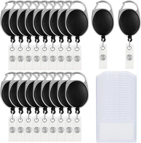 ID Card Holder Intrebbile - Ospita Pas e ID - Impermeabile e Resistente - 20 Pacchi - Utile per Pass e Badges - Incluso Attacco a Carabina - Adatto per ID e Carte di Identità