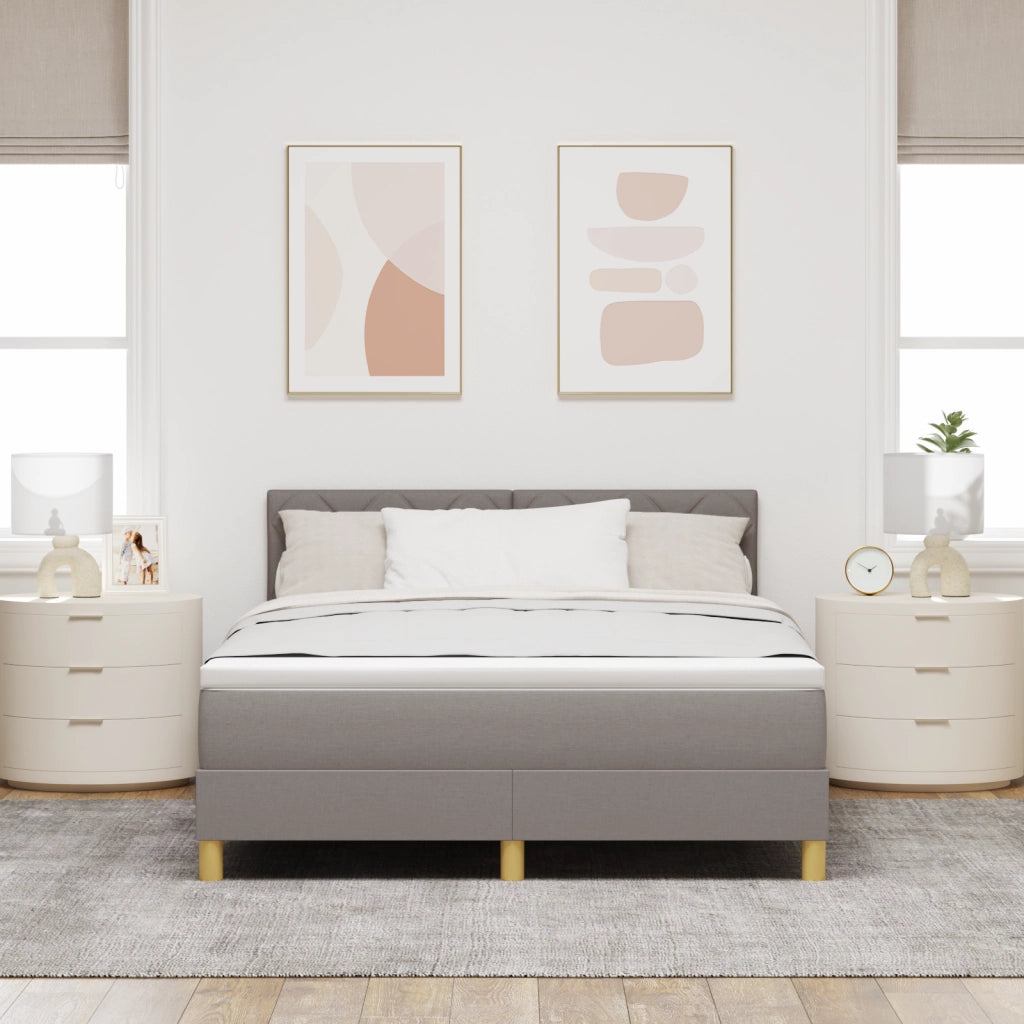 Letto Box Spring con Materasso Tortora 160x200 cm Tessuto