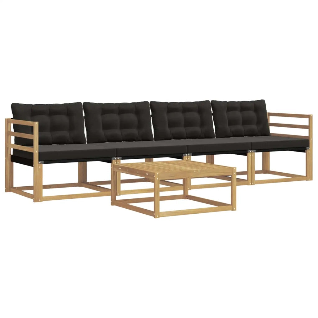 Set di divani da esterno 5 pz Bianco e Nero 3388386