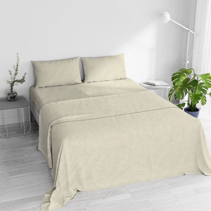 Set Lenzuola Matrimoniale Sopra Sotto e 2 Federe Linea Water Washed Crema