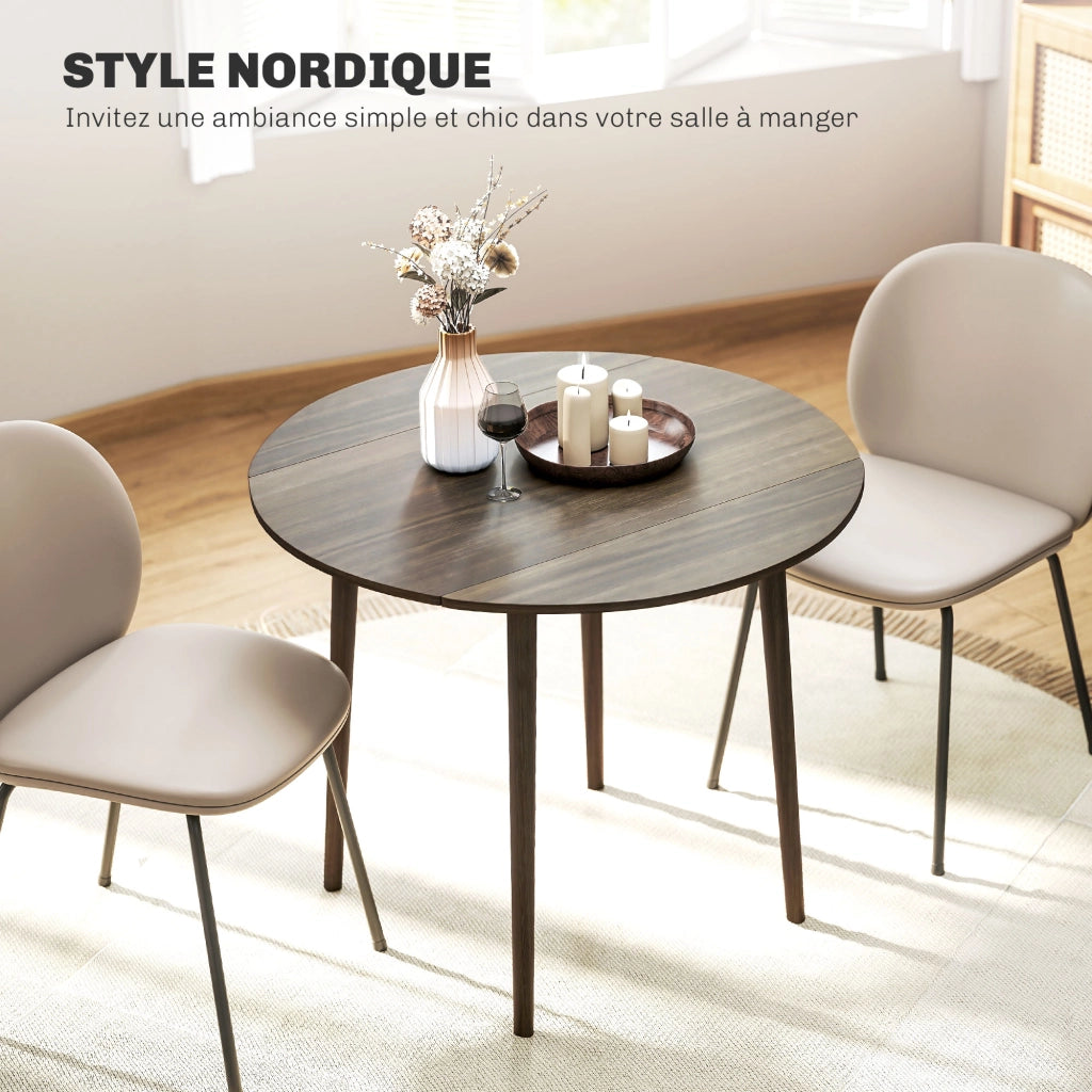 Tavolo da pranzo allungabile pieghevole rotondo ¨C zephmum ¨C grigio legno ? 89x73.5 cm