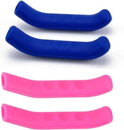 Coprischiamenti freno per bicicletta 2 paia protezione silicone non scivolare guanto di protezione (Blu Rosa)