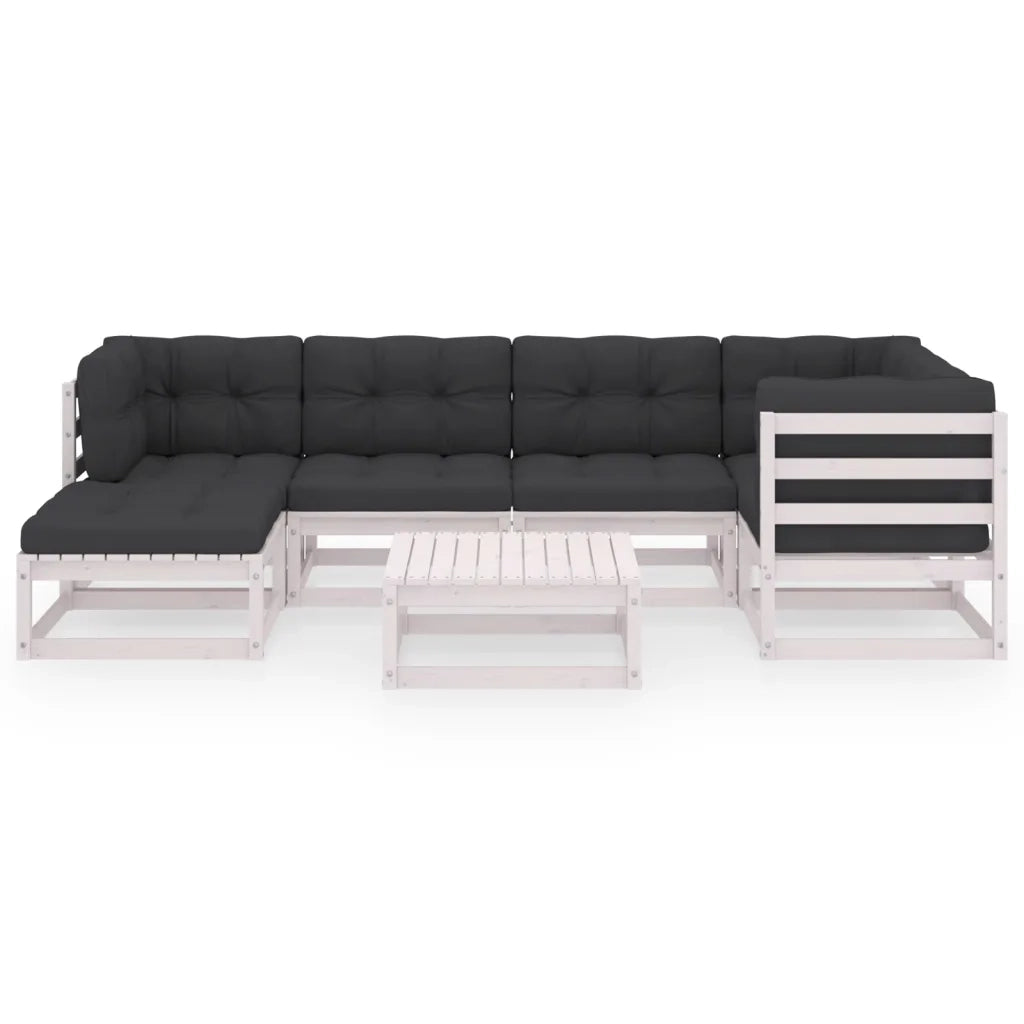 Set Salotto Giardino 7 pz Cuscini Antracite Legno Massello Pino 3076740